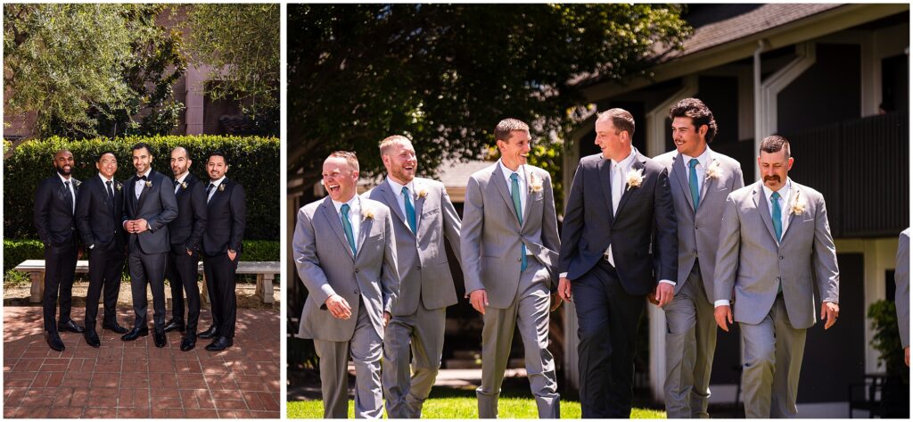 A groom and his groomsmen on a wedding day.