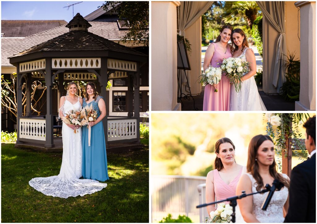 Photos of brides with their maids and matrons of honor.