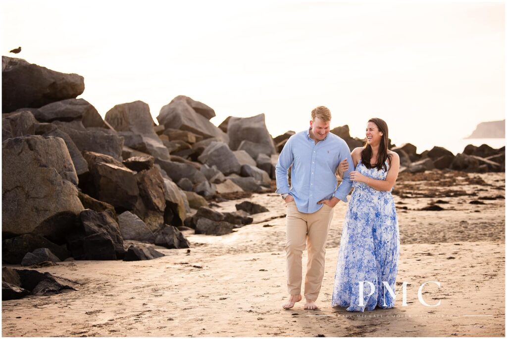 Romantic engagement photo on Coronado Beach, San Diego.